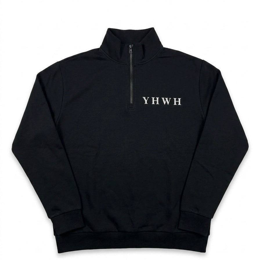 YHWH Embroidered Black Quarter-Zip